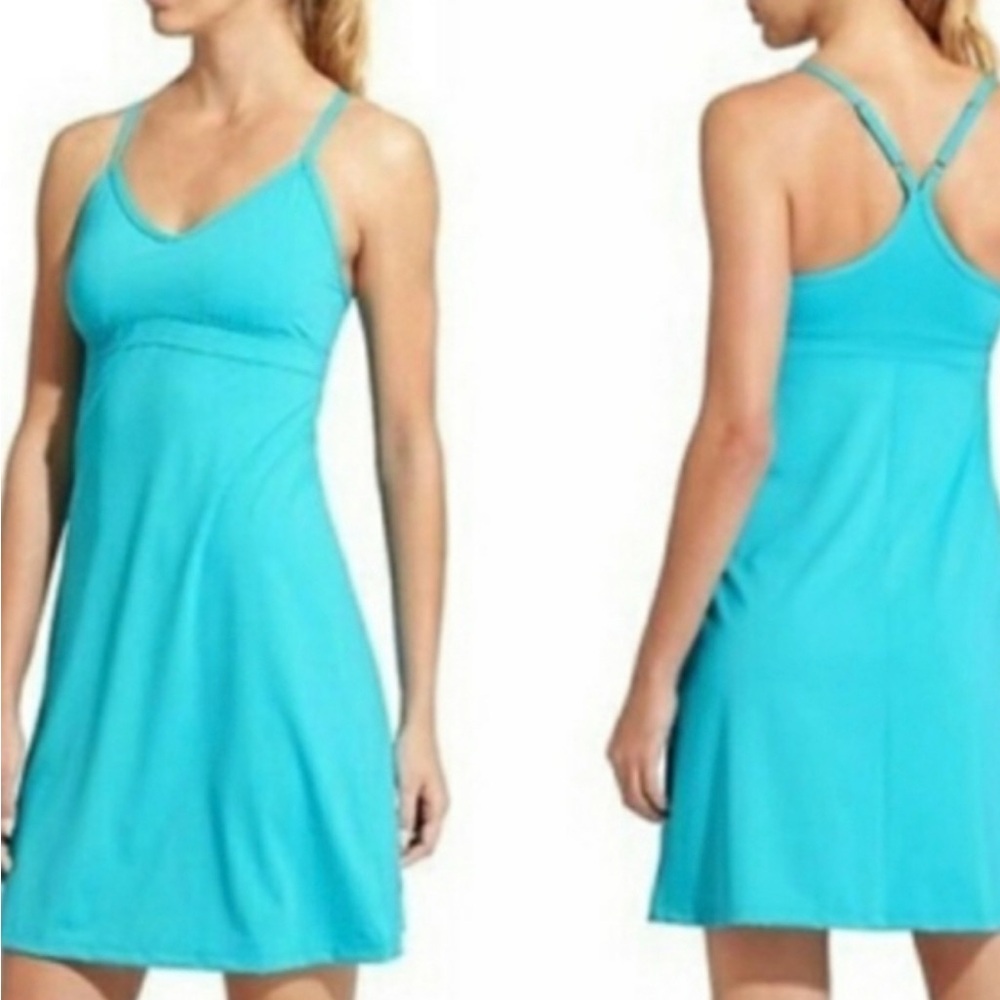 Athleta Shorebreak racer back Swim Dress Sizw S, Teal blue‎
